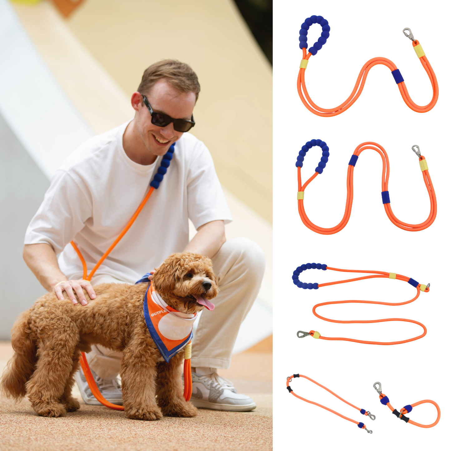 Bubble Leash Orange - Hands Free Multiway Dog Leash (5 Variants)